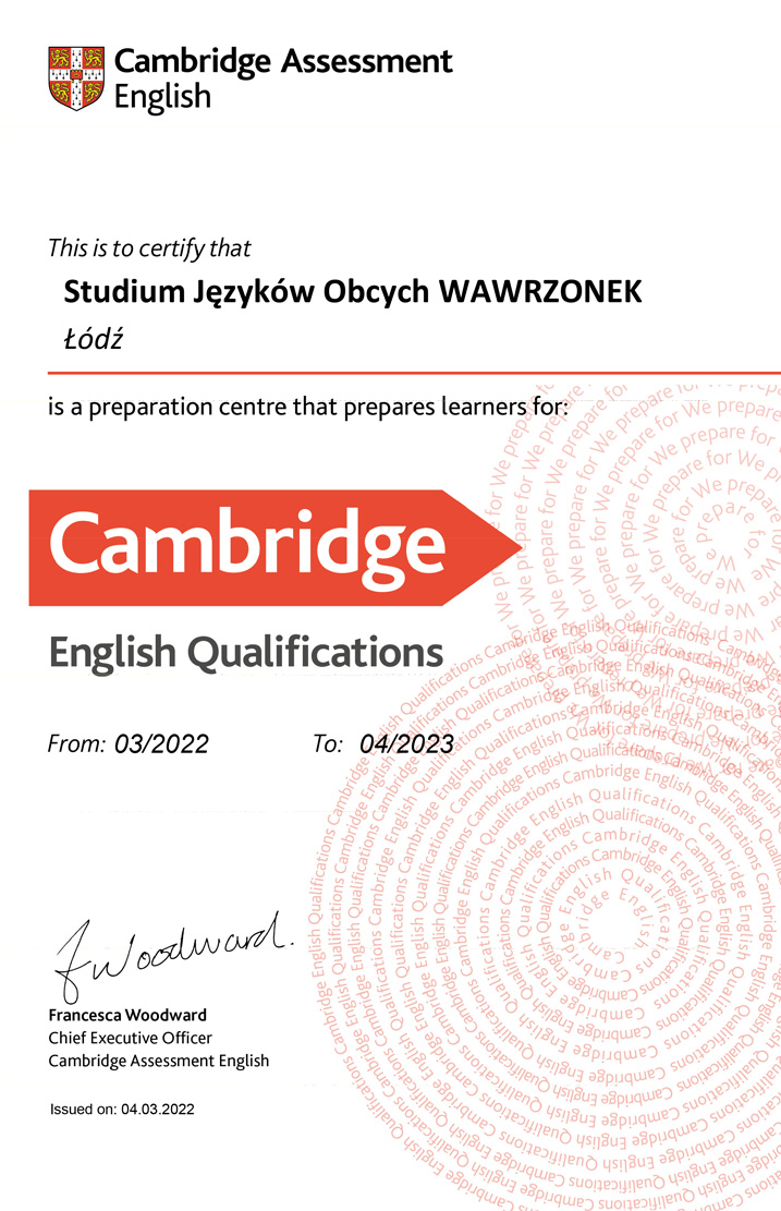 Cambridge English certificate